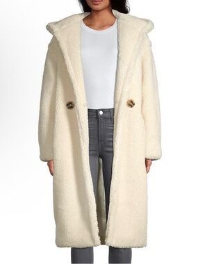 Apparis Teddy White Double Breasted Coat sz large